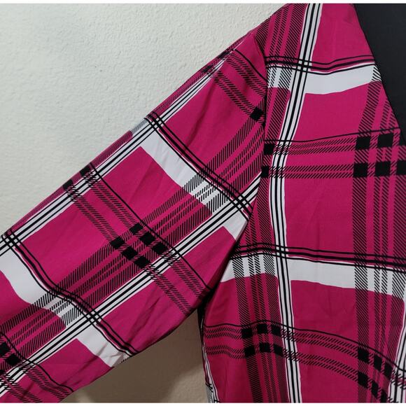 Cato Pink Black Plaid Snap Front Closure Top 14W 16W Plus Lightweight Soft Flowy - Picture 6 of 6